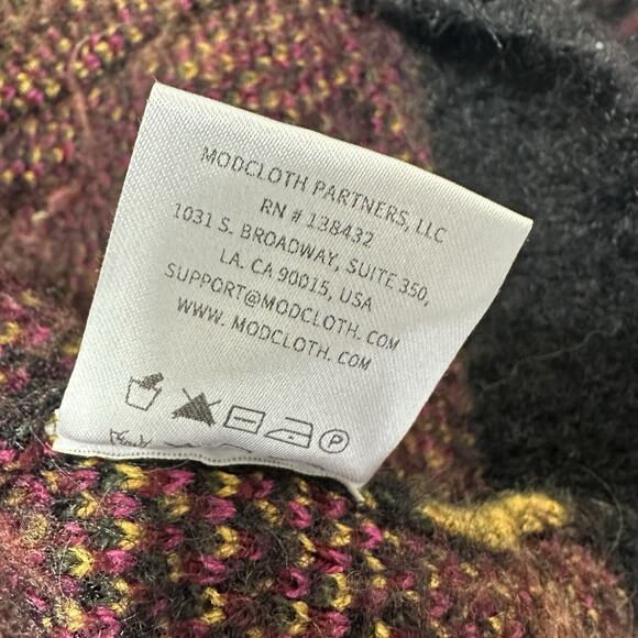 ModCloth Sweater Women 2X Multicolor Geometric Fuzzy Grandpa Boho Long Cardigan - Picture 14 of 15